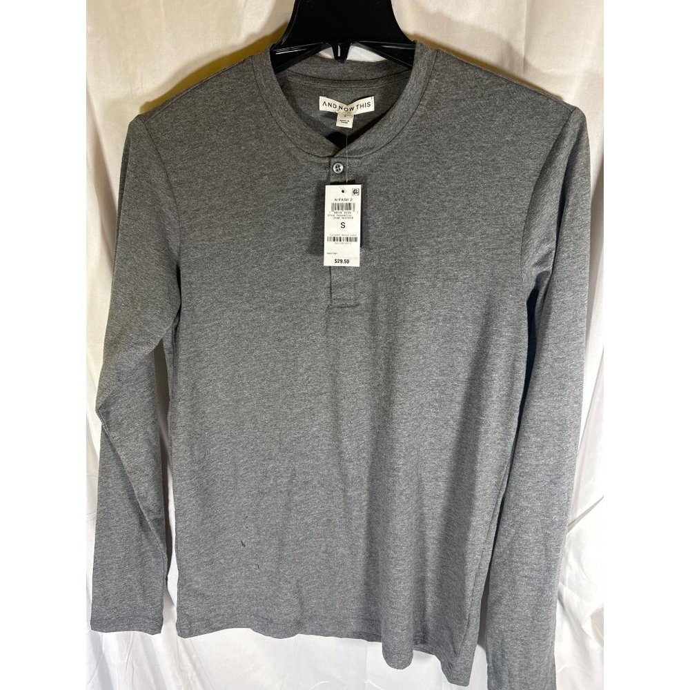 And Now‎ This Mens Classic Fit Long-Sleeve Charcoal Heather, Size S, NWT